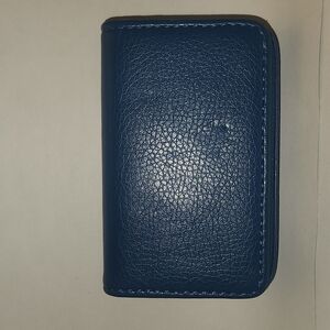 Faux Leather Business Card Holder Cobalt Blue